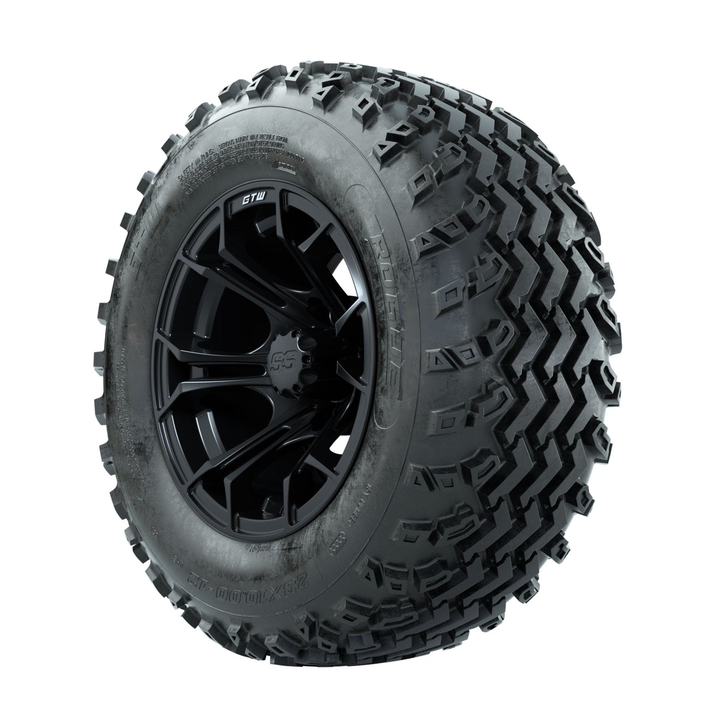GTW Spyder Matte Black 12 in Wheels with 23x10.00-12 Rogue All Terrain Tires Full Set