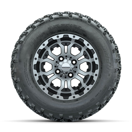 GTW Omega Machined/Black 12 in Wheels with 23x10.00-12 Rogue All Terrain Tires Full Set