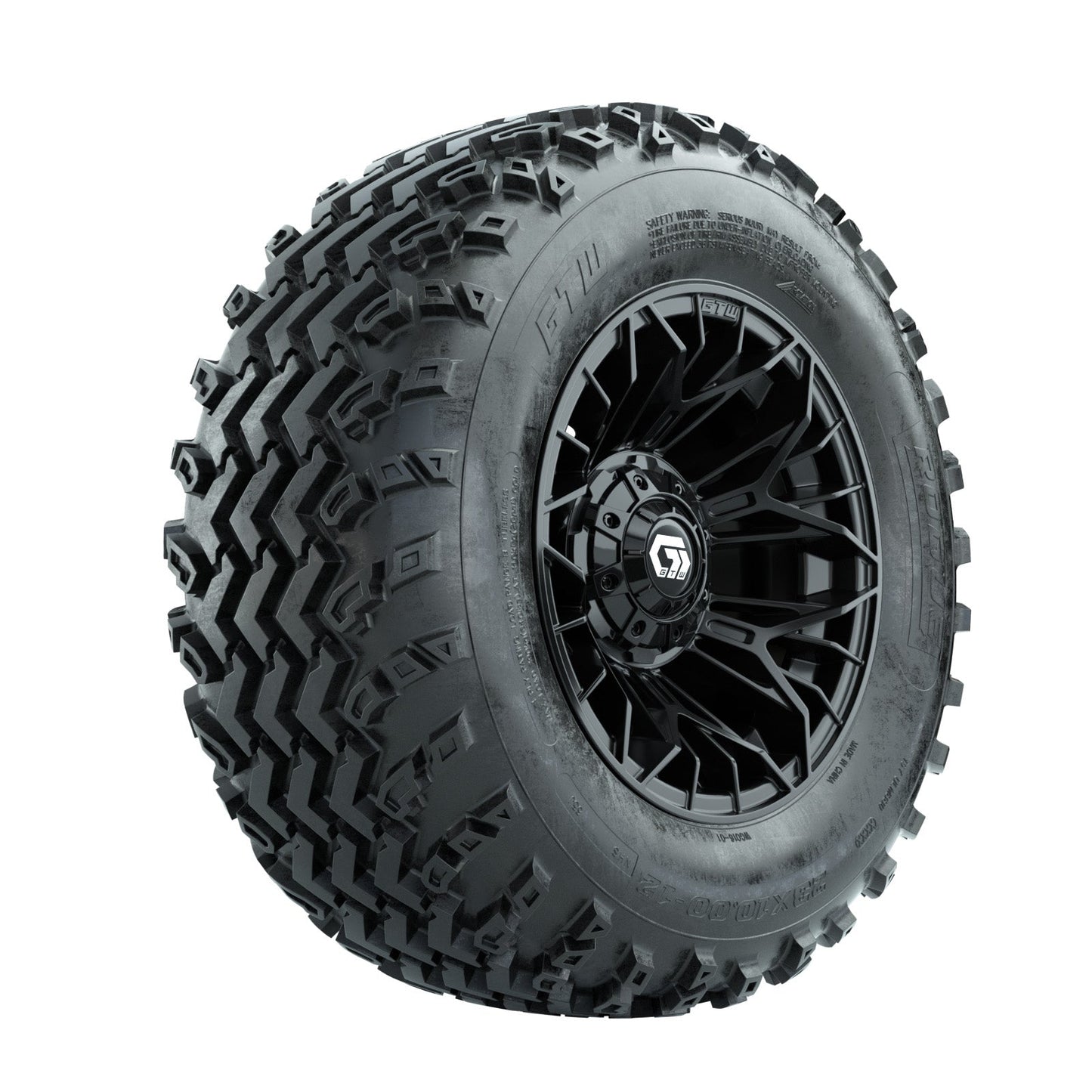 GTW Stellar Black 12 in Wheels with 23x10.00-12 Rogue All Terrain Tires Full Set