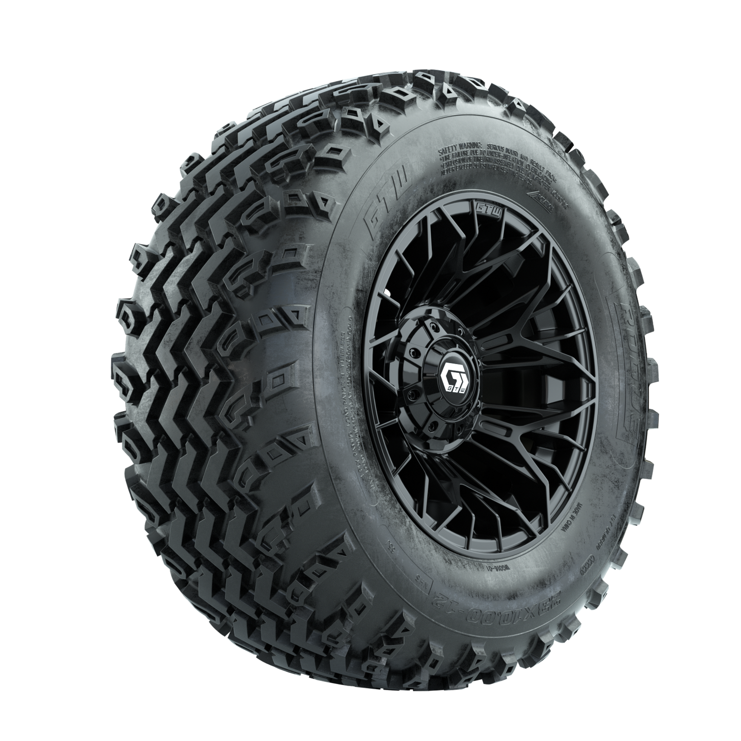 GTW Stellar Black 12 in Wheels with 23x10.00-12 Rogue All Terrain Tires Full Set
