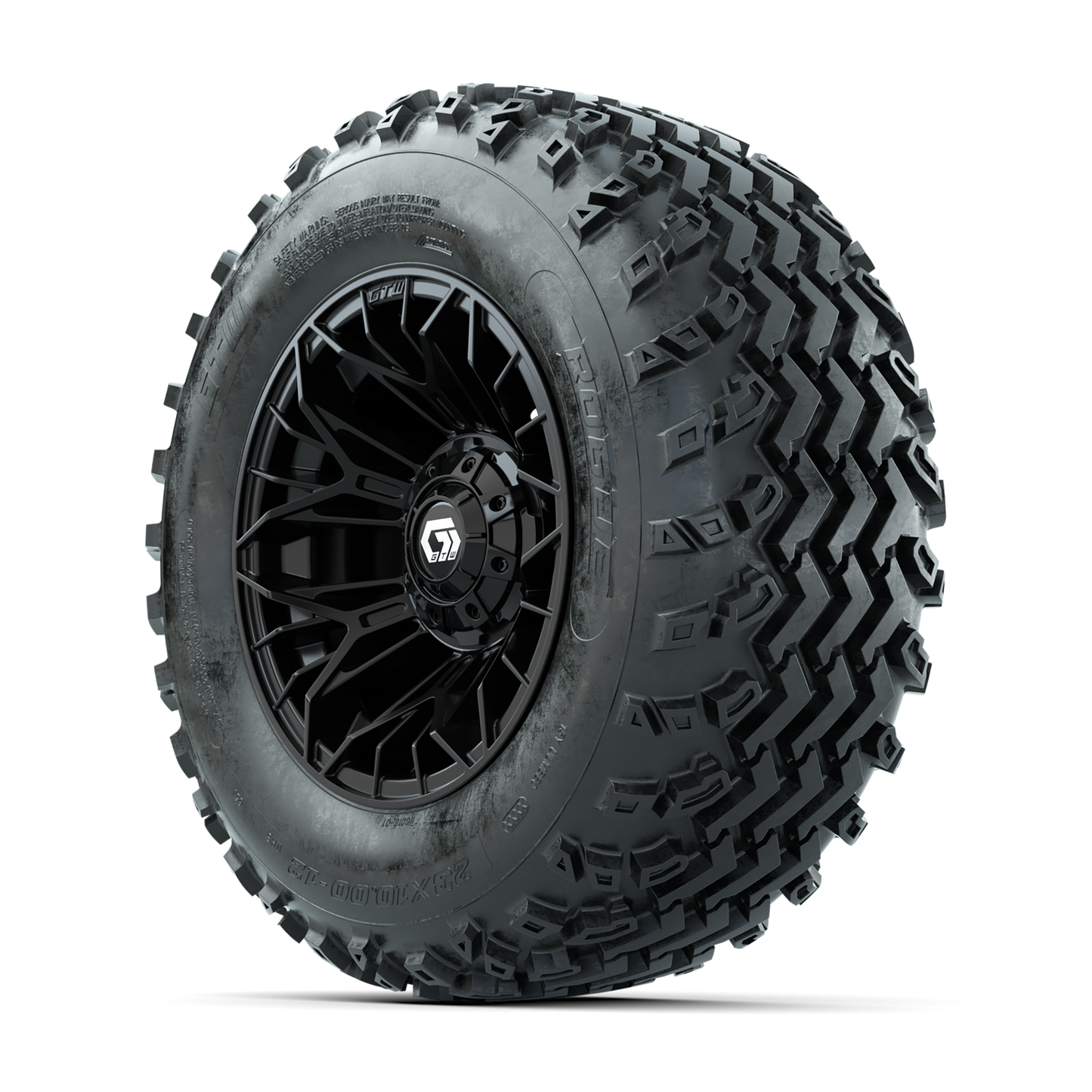 GTW Stellar Black 12 in Wheels with 23x10.00-12 Rogue All Terrain Tires Full Set
