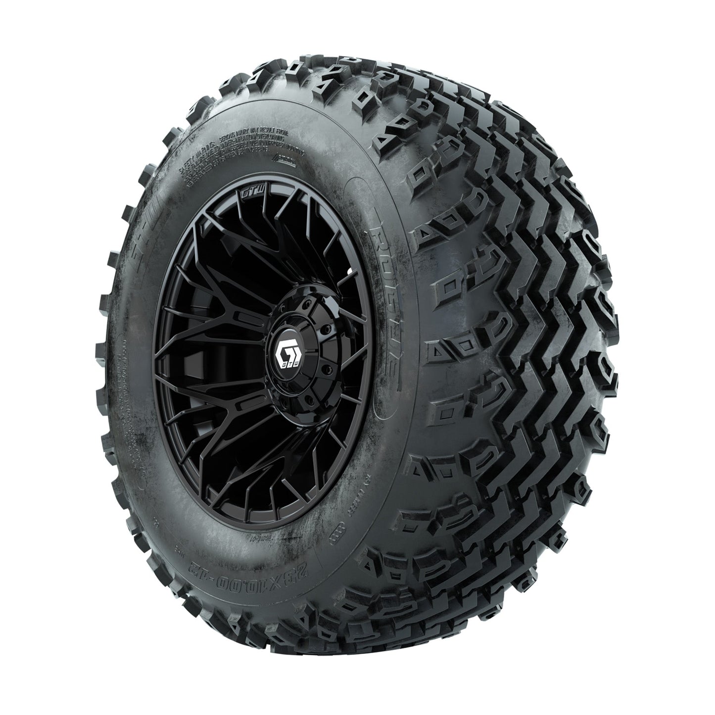 GTW Stellar Black 12 in Wheels with 23x10.00-12 Rogue All Terrain Tires Full Set