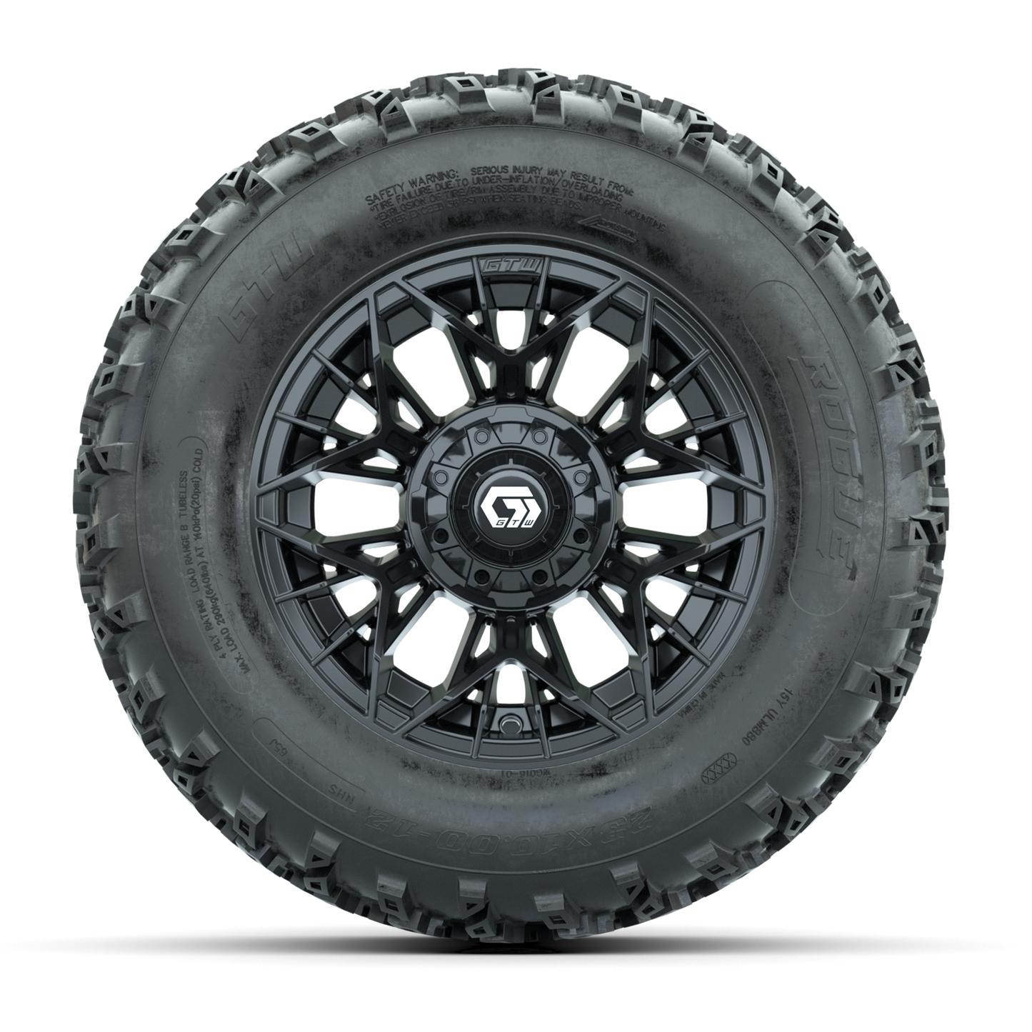 GTW Stellar Black 12 in Wheels with 23x10.00-12 Rogue All Terrain Tires Full Set