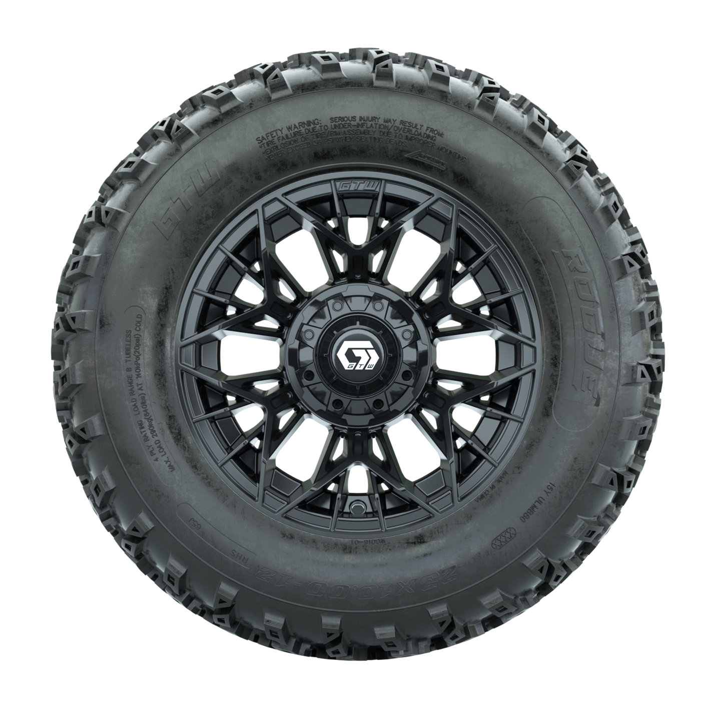 GTW Stellar Black 12 in Wheels with 23x10.00-12 Rogue All Terrain Tires Full Set