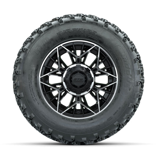 GTW Stellar Machined/Black 12 in Wheels with 23x10.00-12 Rogue All Terrain Tires Full Set