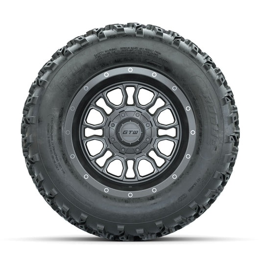 GTW Volt Gunmetal/Machined 12 in Wheels with 23x10.00-12 Rogue All Terrain Tires Full Set