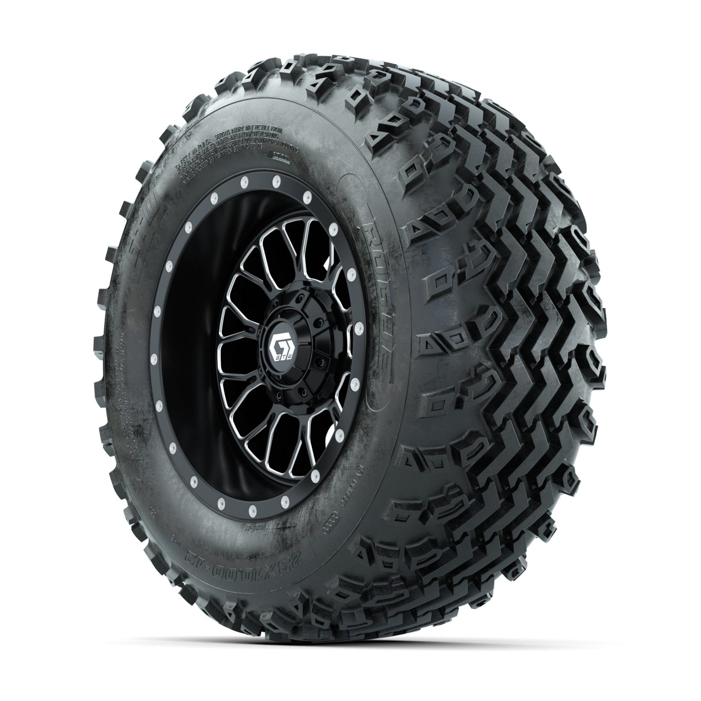 GTW Helix Machined/Black 12 in Wheels with 23x10.00-12 Rogue All Terrain Tires Full Set