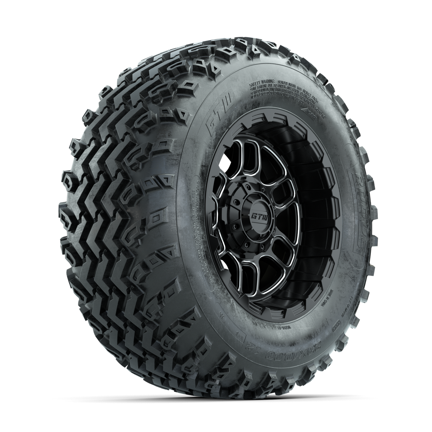 GTW Titan Machined/Black 12 in Wheels with 23x10.00-12 Rogue All Terrain Tires Full Set