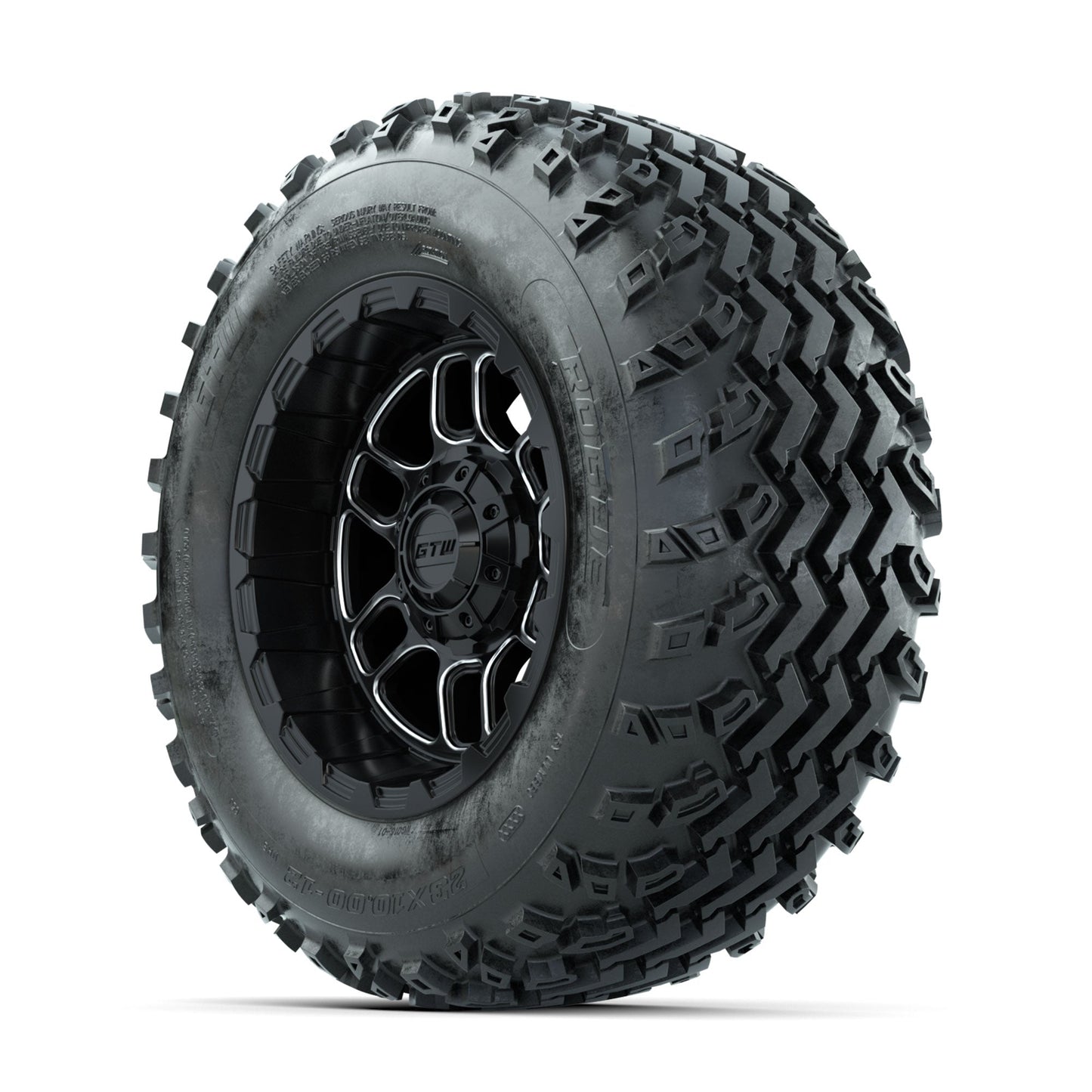GTW Titan Machined/Black 12 in Wheels with 23x10.00-12 Rogue All Terrain Tires Full Set