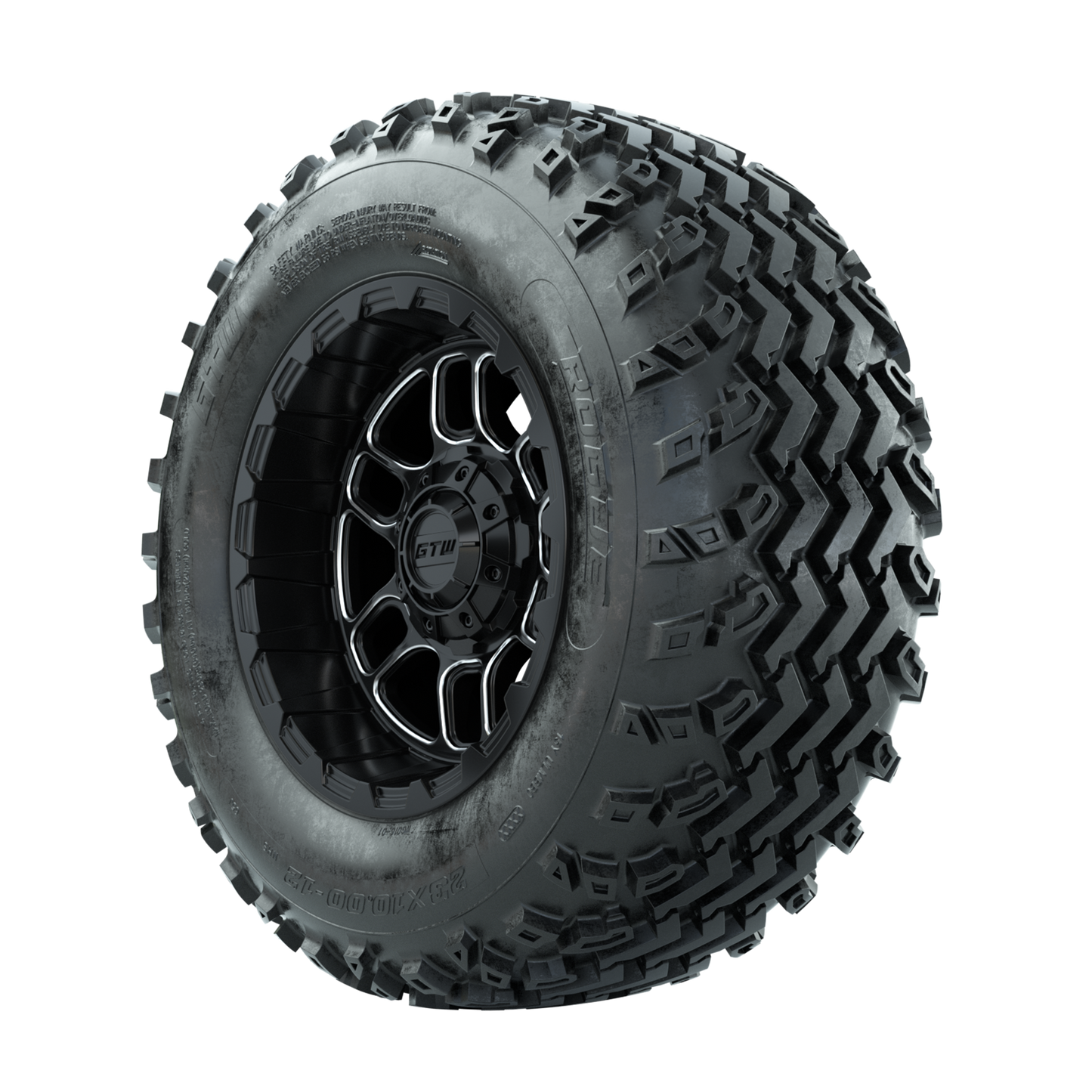 GTW Titan Machined/Black 12 in Wheels with 23x10.00-12 Rogue All Terrain Tires Full Set