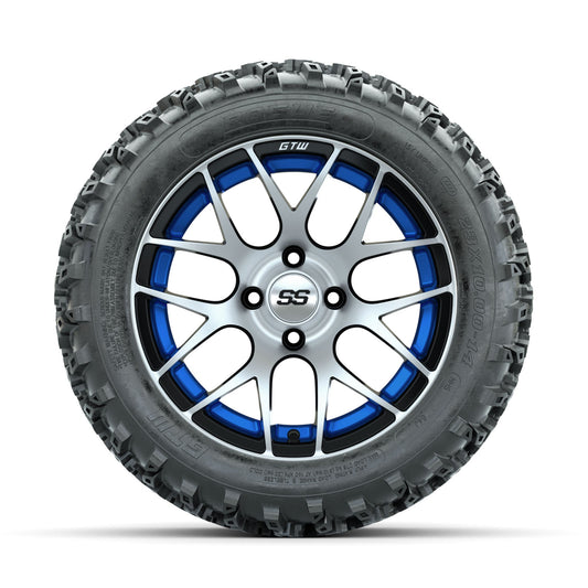 GTW Pursuit Blue 14 in Wheels with 23x10.00-14 Rogue All Terrain Tires Full Set