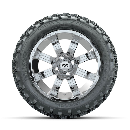 GTW Tempest Chrome 14 in Wheels with 23x10.00-14 Rogue All Terrain Tires Full Set