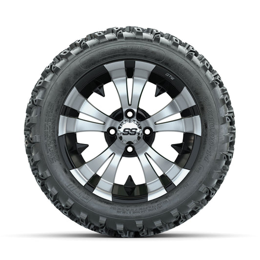 GTW Vampire Machined/Black 14 in Wheels with 23x10.00-14 Rogue All Terrain Tires Full Set
