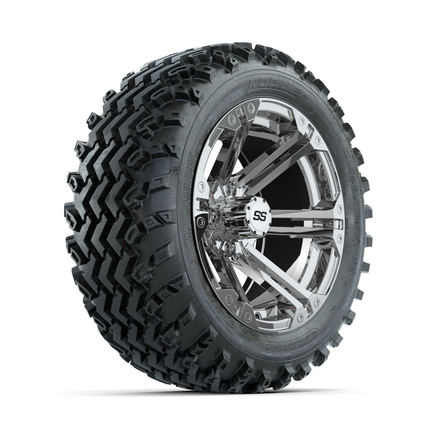 GTW Specter Chrome 14 in Wheels with 23x10.00-14 Rogue All Terrain Tires Full Set
