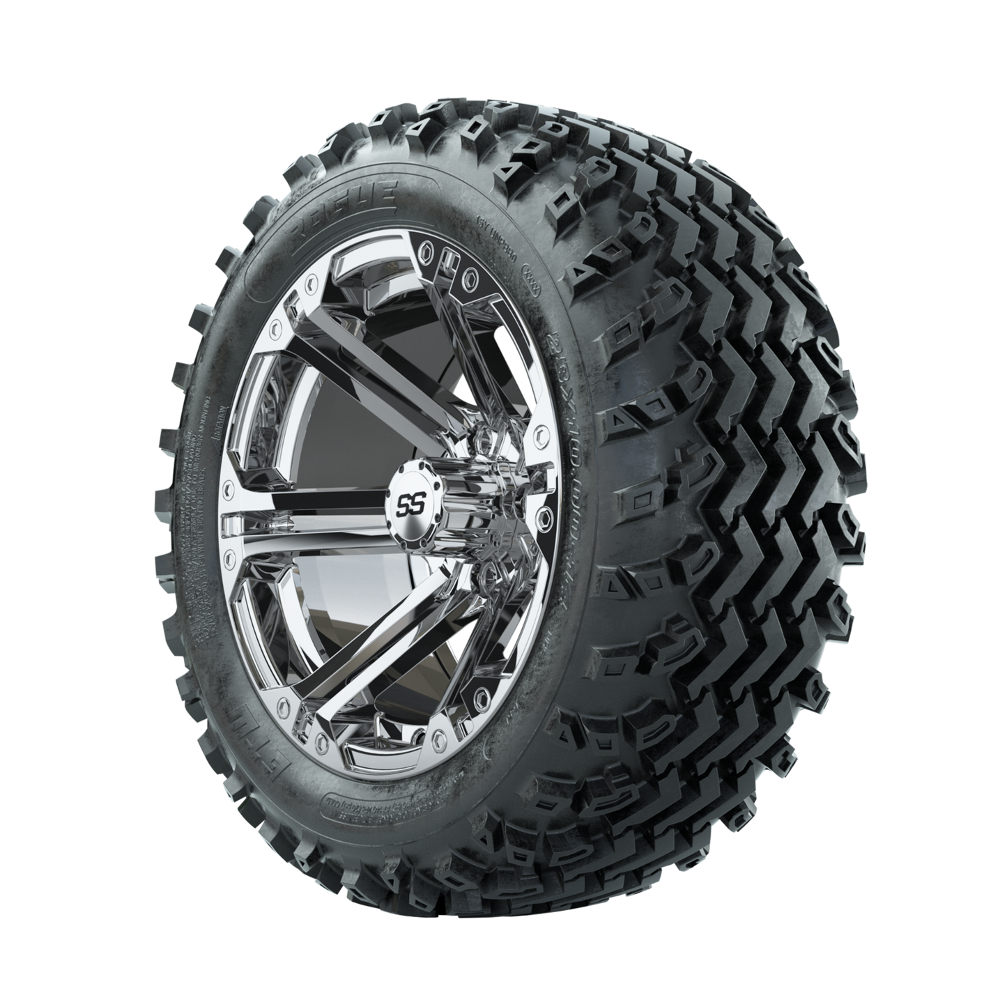 GTW Specter Chrome 14 in Wheels with 23x10.00-14 Rogue All Terrain Tires Full Set