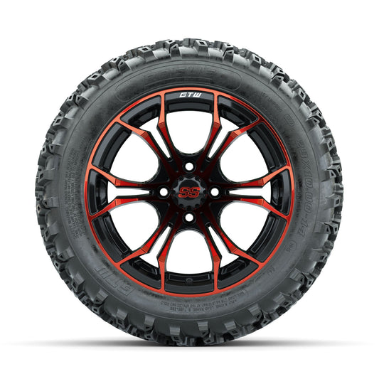 GTW Spyder Red/Black 14 in Wheels with 23x10.00-14 Rogue All Terrain Tires Full Set