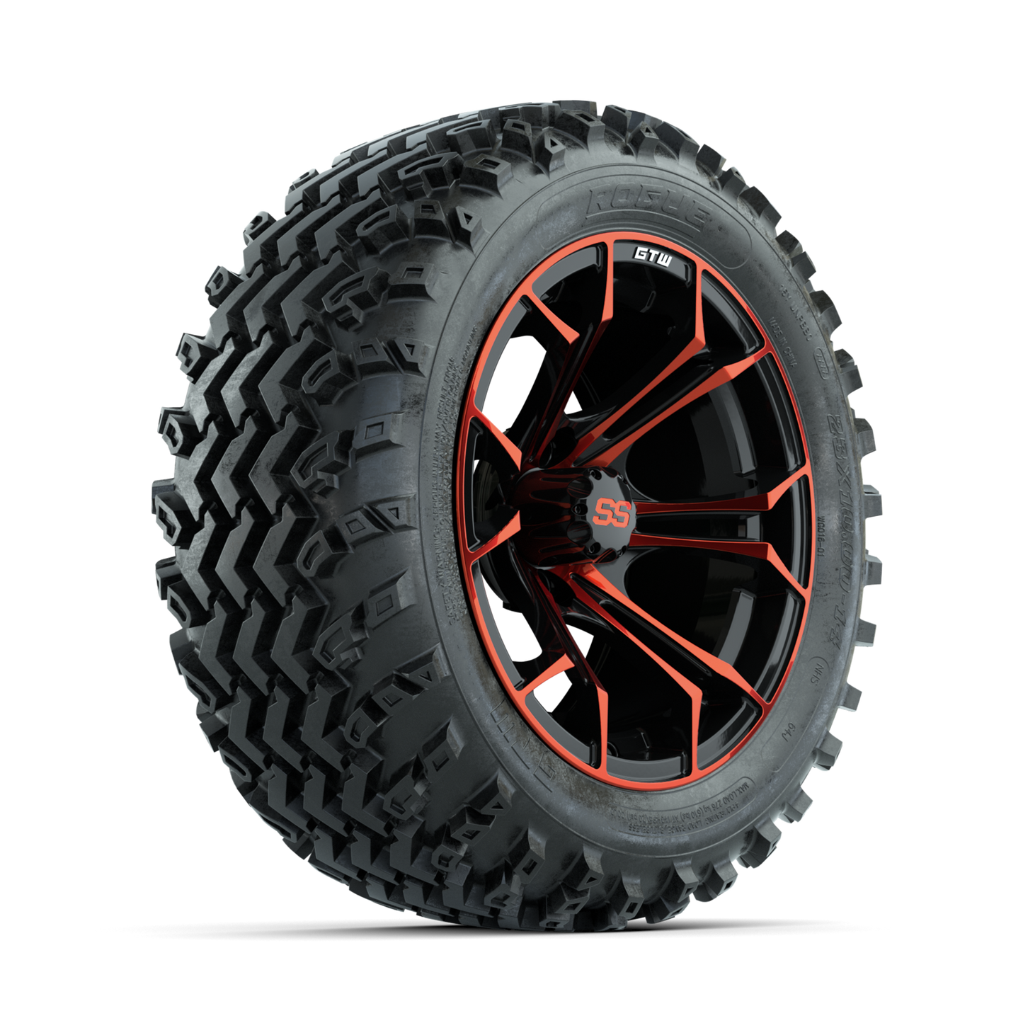 GTW Spyder Red/Black 14 in Wheels with 23x10.00-14 Rogue All Terrain Tires Full Set