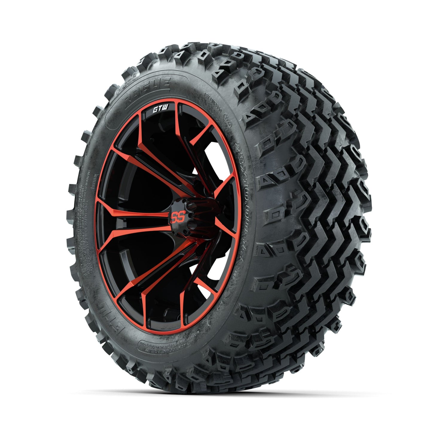 GTW Spyder Red/Black 14 in Wheels with 23x10.00-14 Rogue All Terrain Tires Full Set