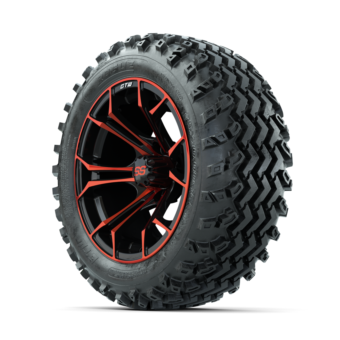 GTW Spyder Red/Black 14 in Wheels with 23x10.00-14 Rogue All Terrain Tires Full Set