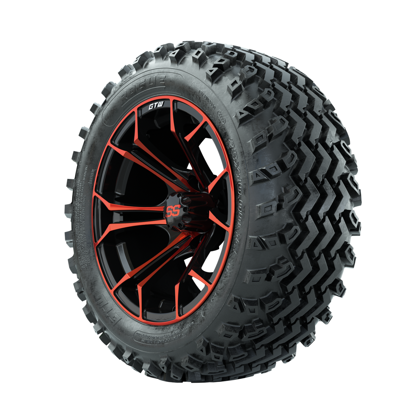 GTW Spyder Red/Black 14 in Wheels with 23x10.00-14 Rogue All Terrain Tires Full Set