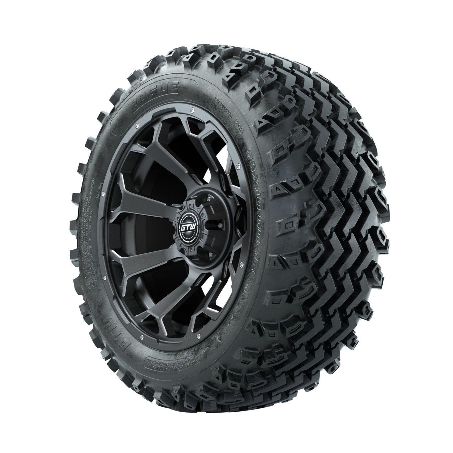 GTW Raven Ball Milled/Matte Grey 14 in Wheels with 23x10.00-14 Rogue All Terrain Tires Full Set