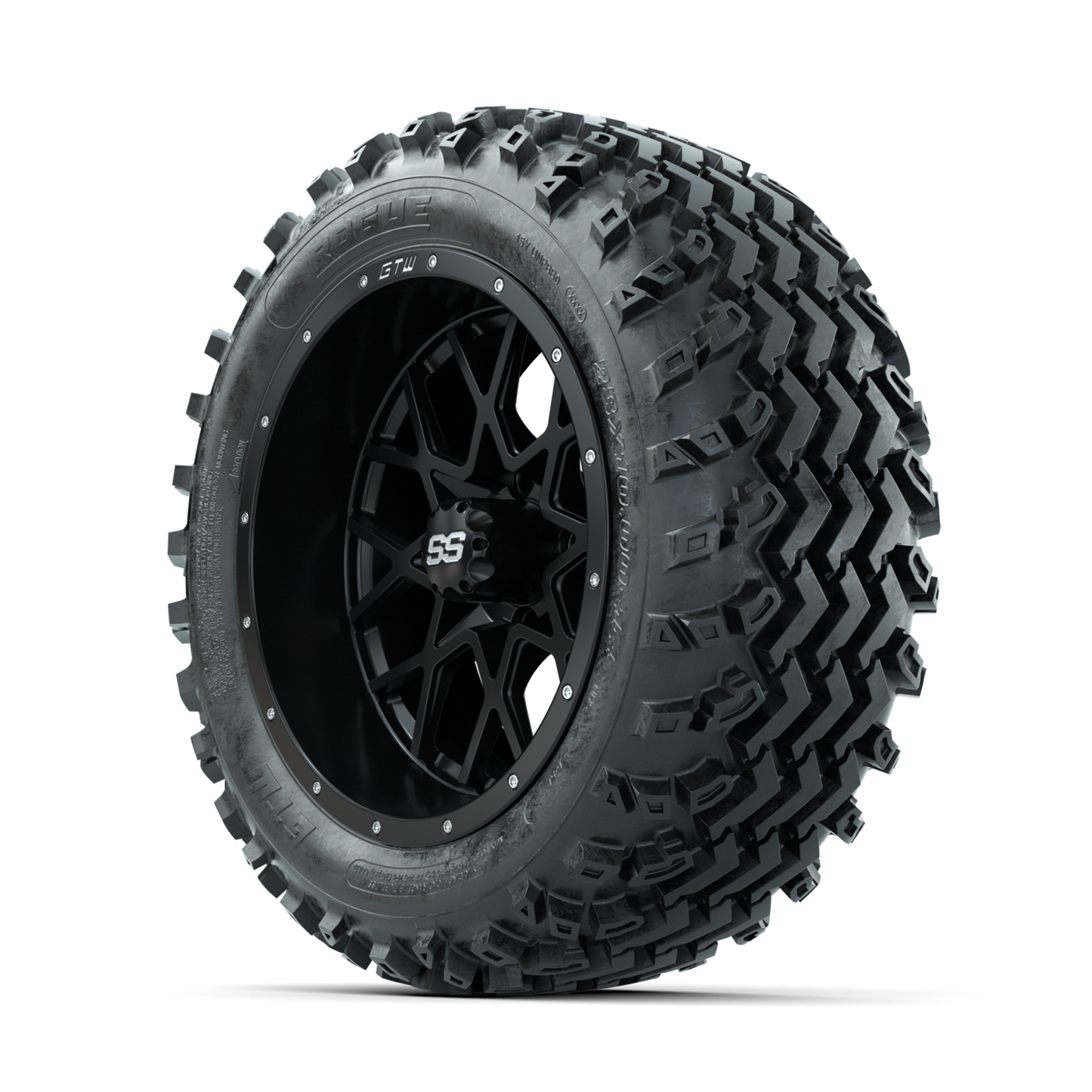 GTW Vortex Matte Black 14 in Wheels with 23x10.00-14 Rogue All Terrain Tires Full Set