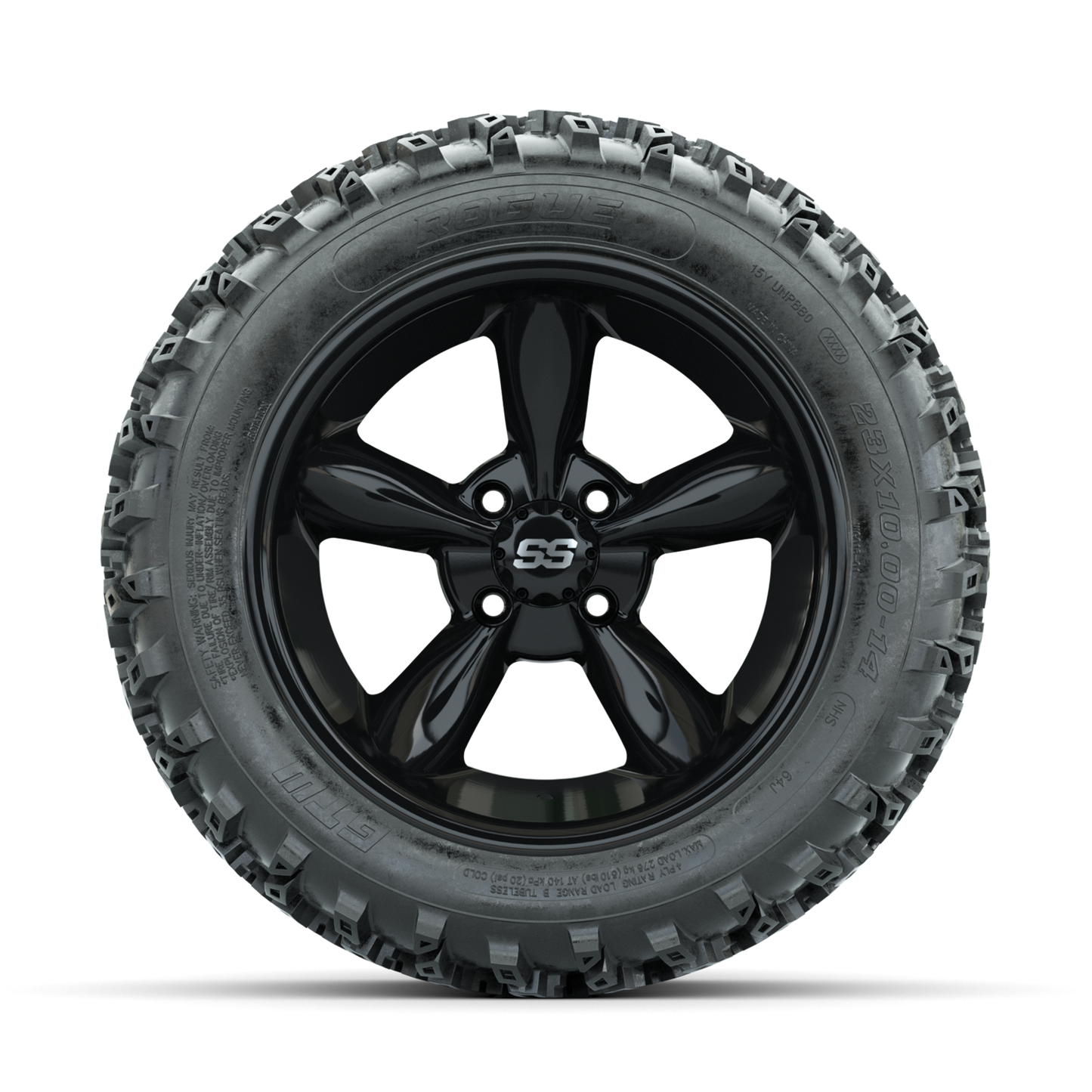 GTW Godfather Black 14 in Wheels with 23x10.00-14 Rogue All Terrain Tires Full Set