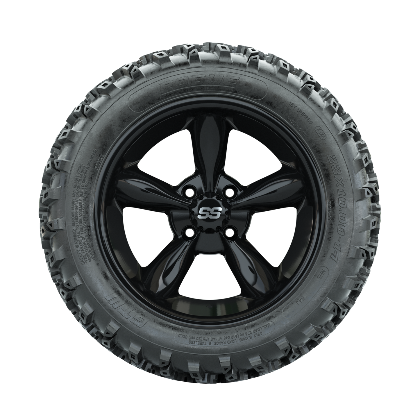GTW Godfather Black 14 in Wheels with 23x10.00-14 Rogue All Terrain Tires Full Set