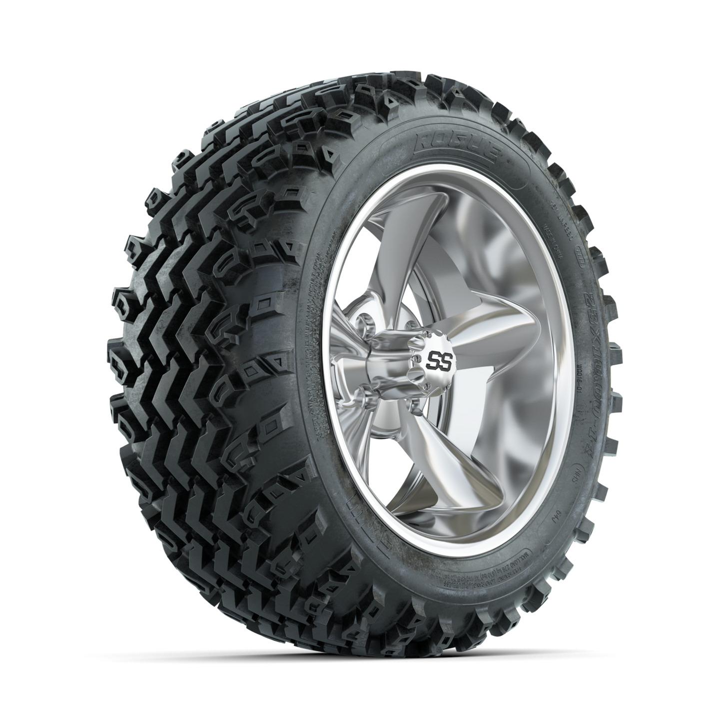 GTW Godfather Chrome 14 in Wheels with 23x10.00-14 Rogue All Terrain Tires Full Set