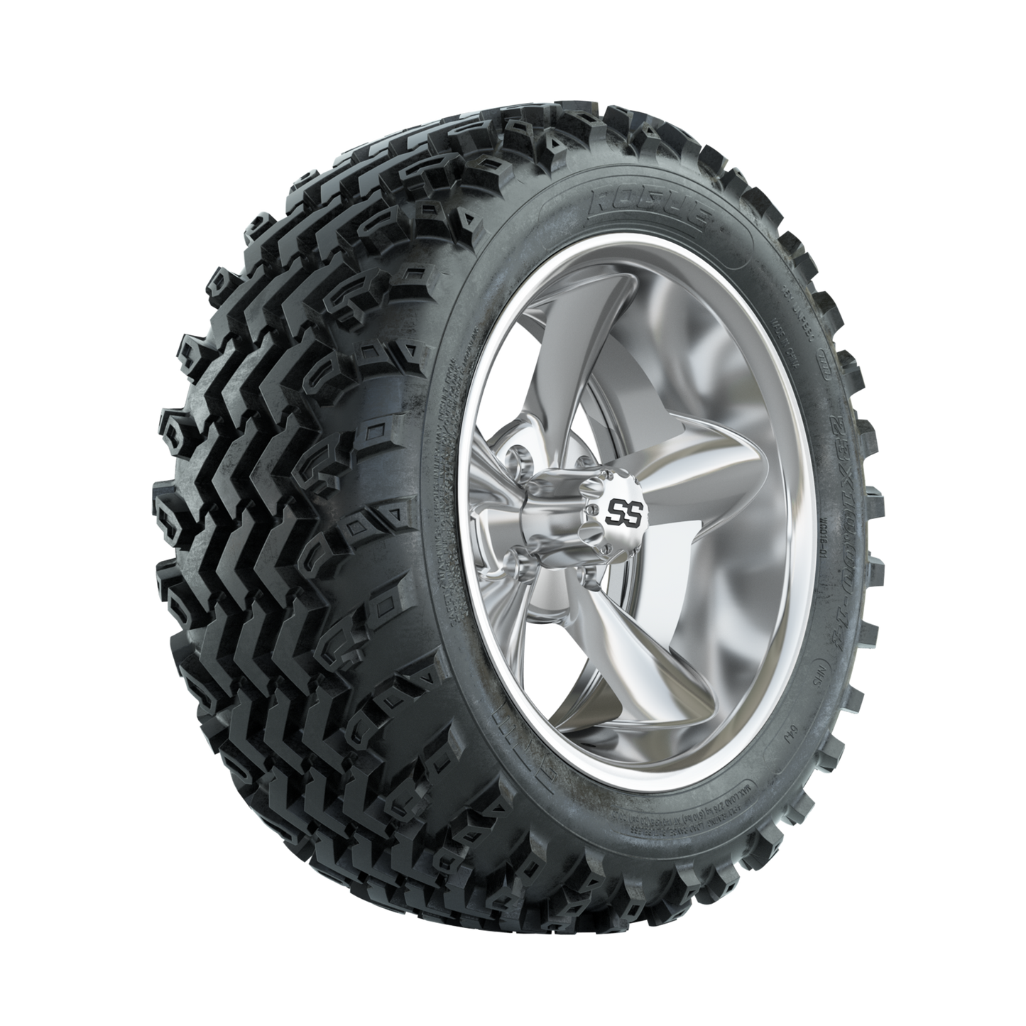 GTW Godfather Chrome 14 in Wheels with 23x10.00-14 Rogue All Terrain Tires Full Set