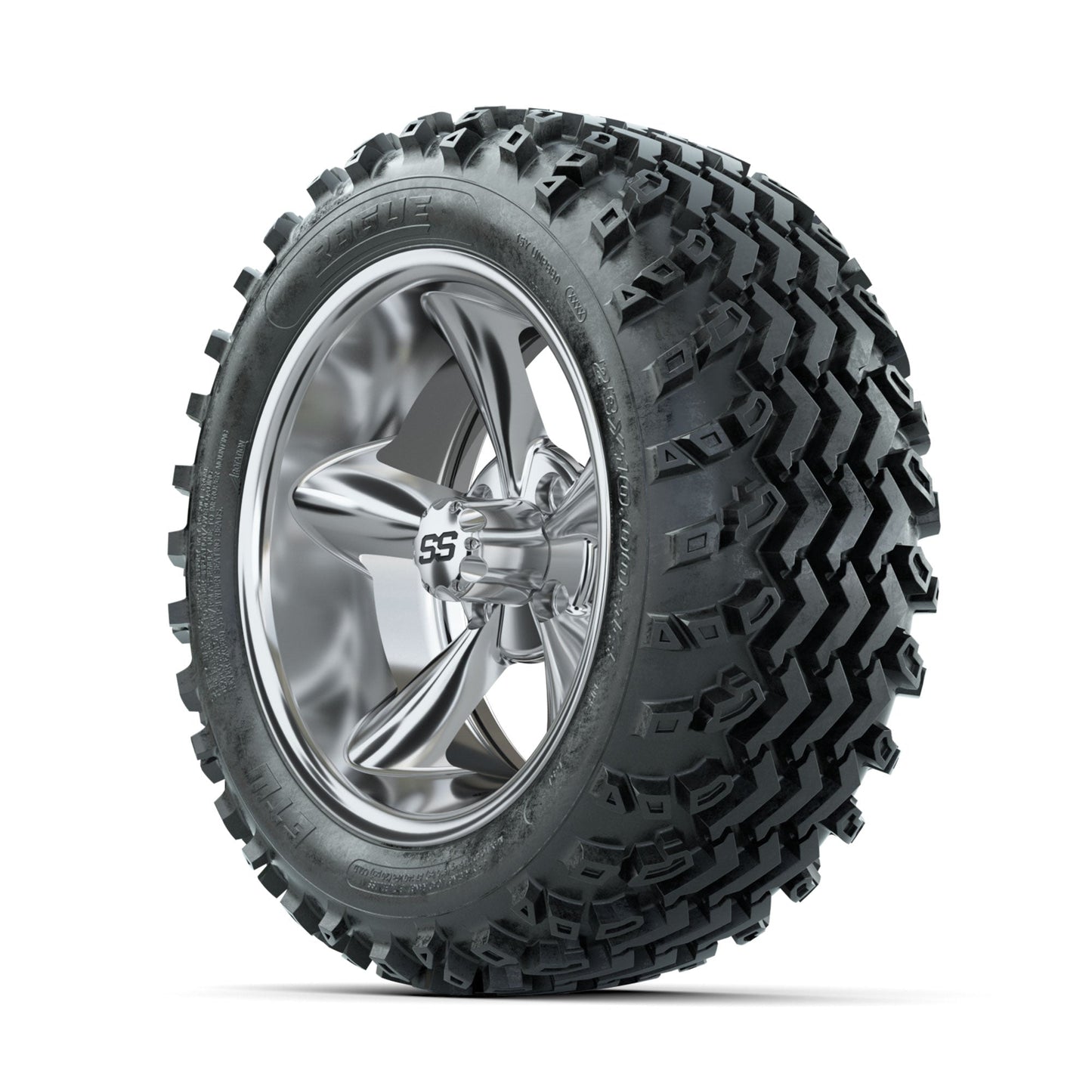 GTW Godfather Chrome 14 in Wheels with 23x10.00-14 Rogue All Terrain Tires Full Set