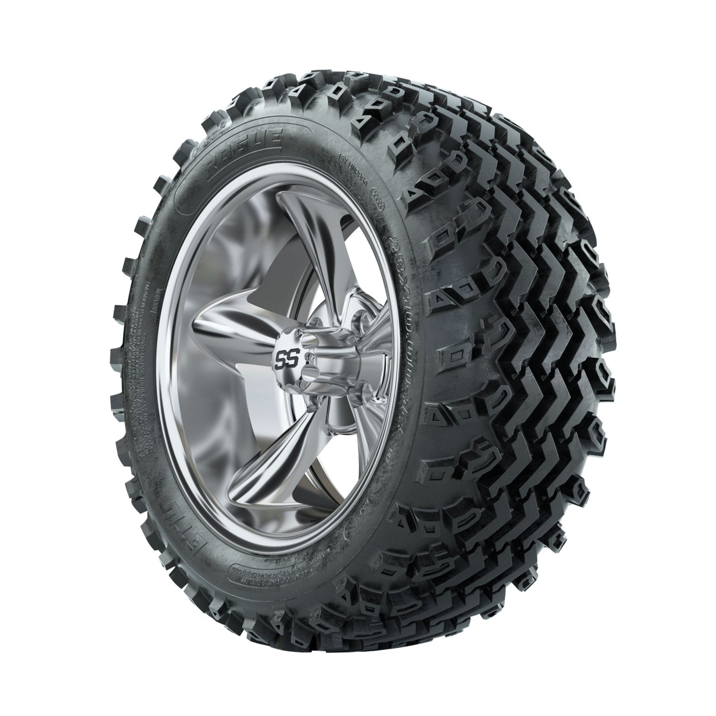 GTW Godfather Chrome 14 in Wheels with 23x10.00-14 Rogue All Terrain Tires Full Set