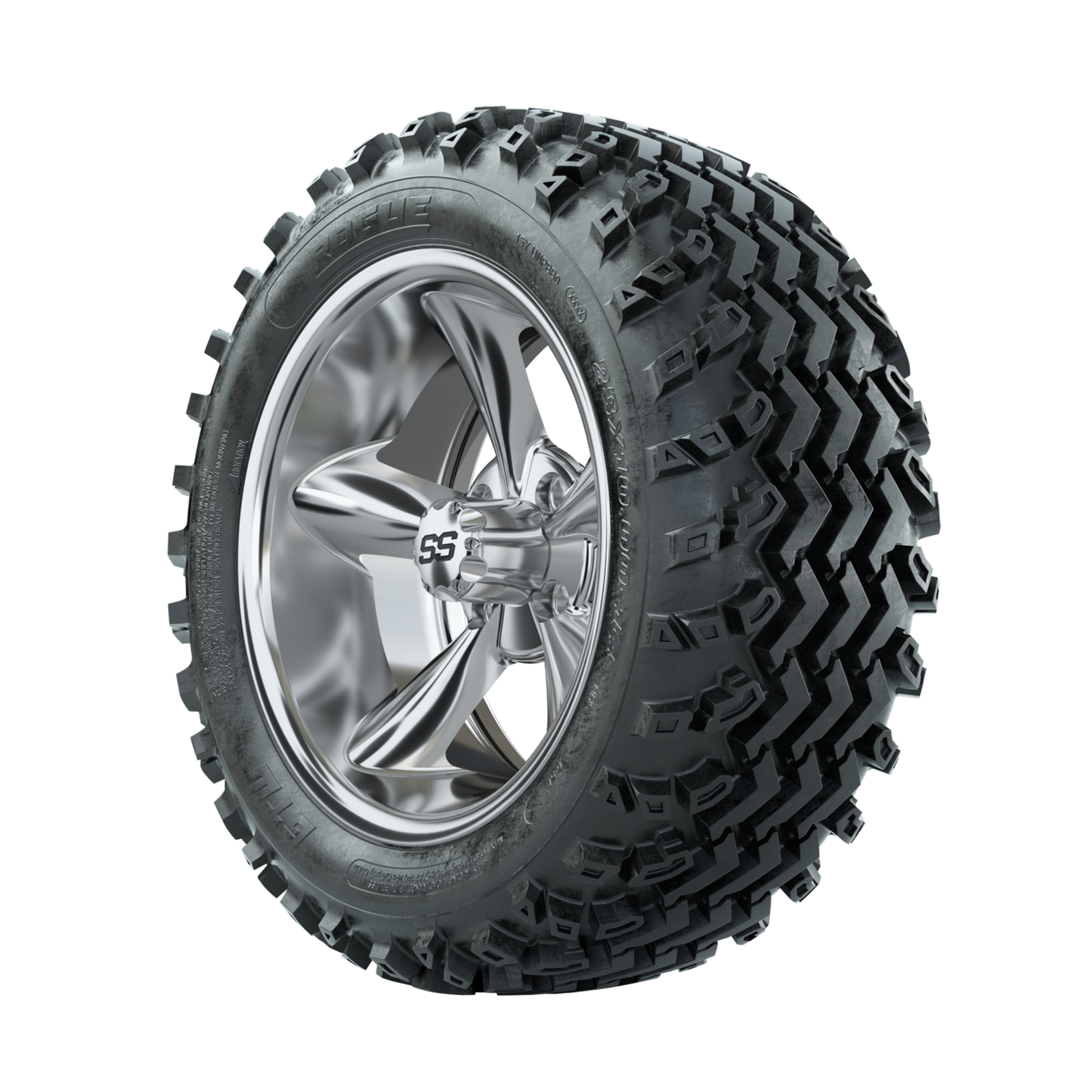 GTW Godfather Chrome 14 in Wheels with 23x10.00-14 Rogue All Terrain Tires Full Set