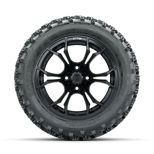 GTW Spyder Matte Black 14 in Wheels with 23x10.00-14 Rogue All Terrain Tires Full Set