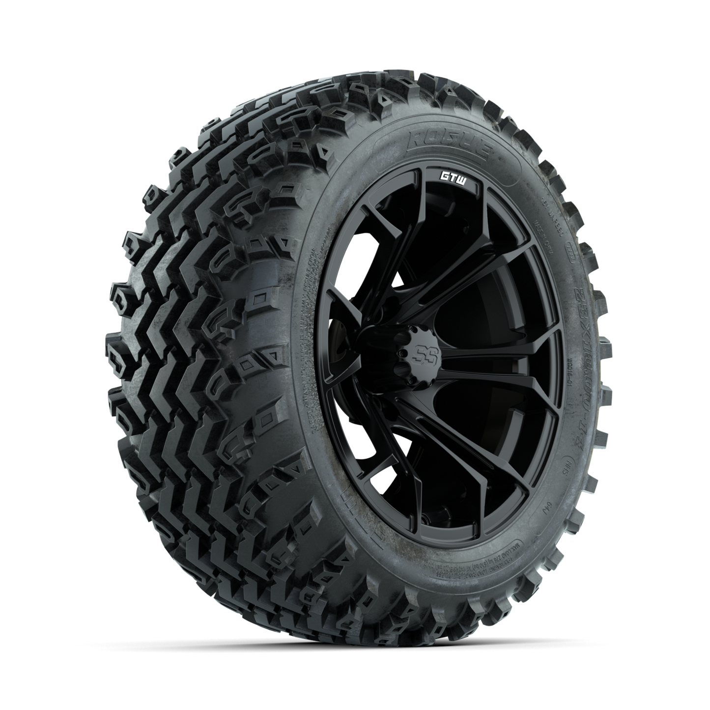 GTW Spyder Matte Black 14 in Wheels with 23x10.00-14 Rogue All Terrain Tires Full Set