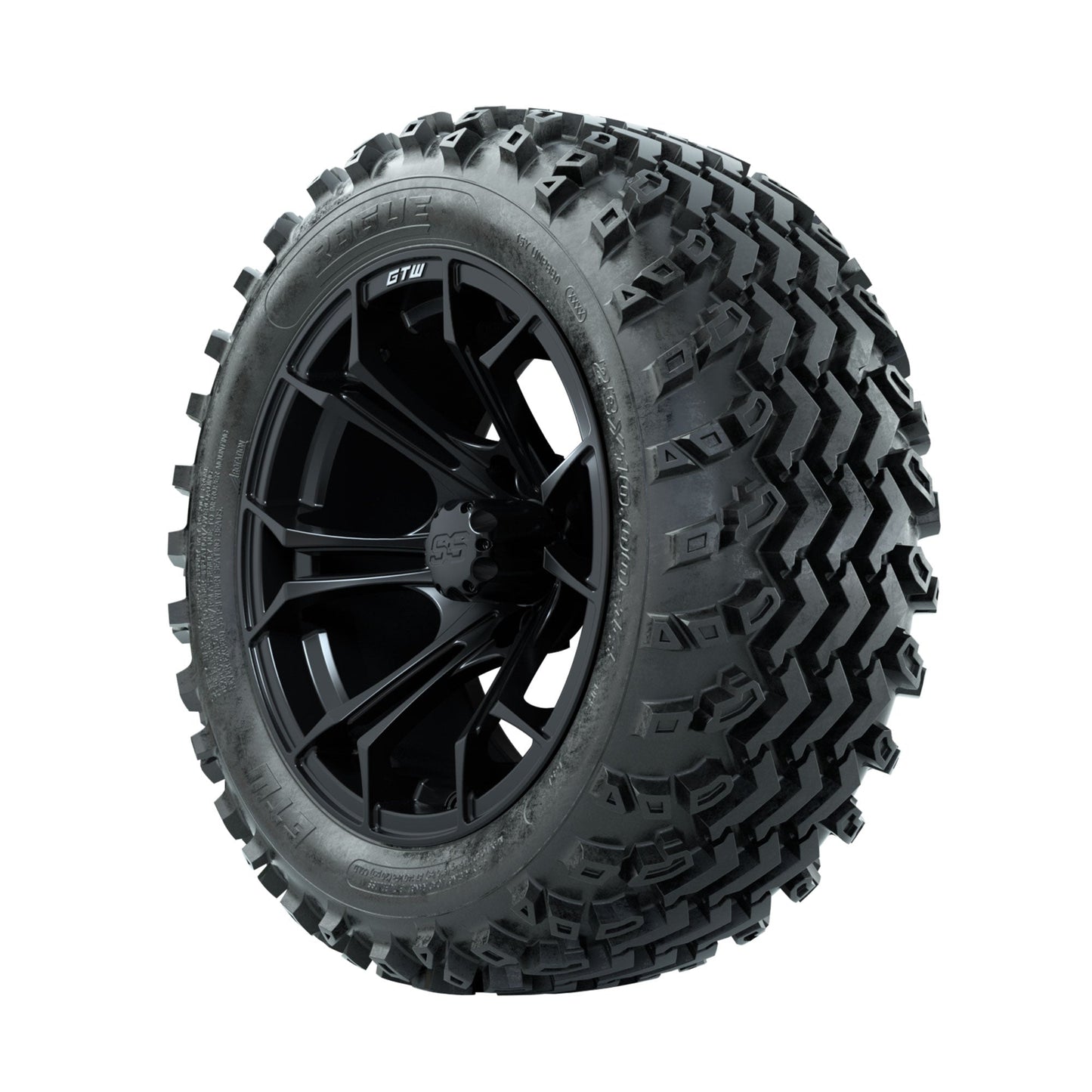 GTW Spyder Matte Black 14 in Wheels with 23x10.00-14 Rogue All Terrain Tires Full Set