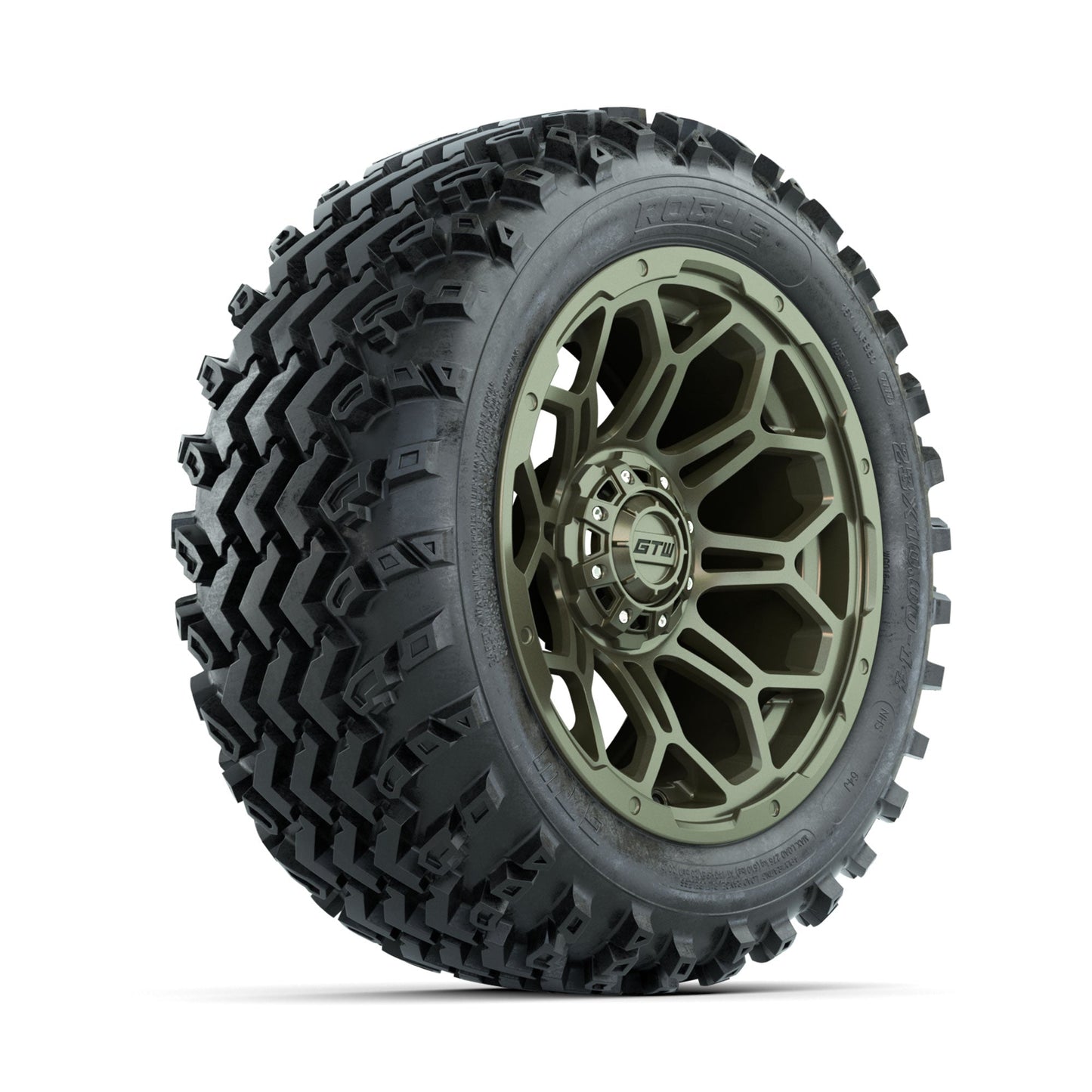 GTW Bravo Matte Recon Green 14 in Wheels with 23x10.00-14 Rogue All Terrain Tires Full Set