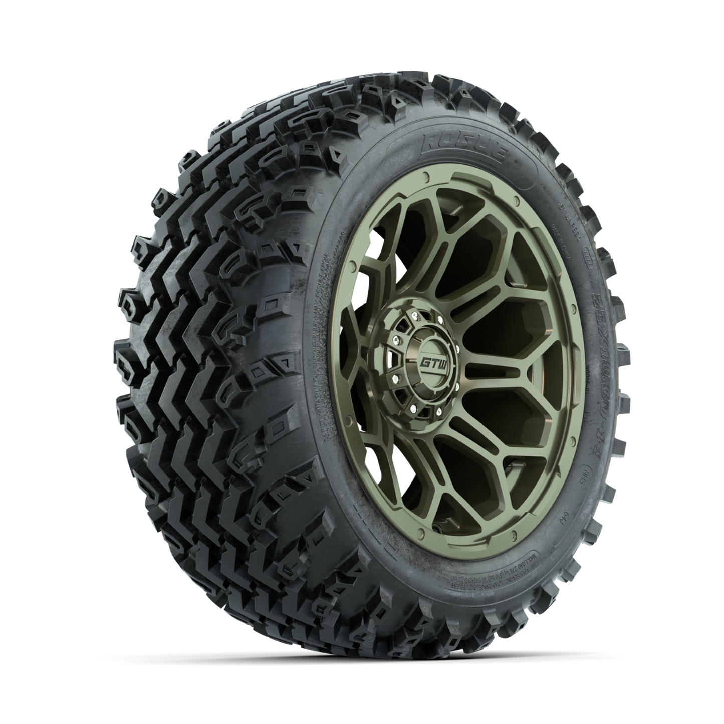 GTW Bravo Matte Recon Green 14 in Wheels with 23x10.00-14 Rogue All Terrain Tires Full Set