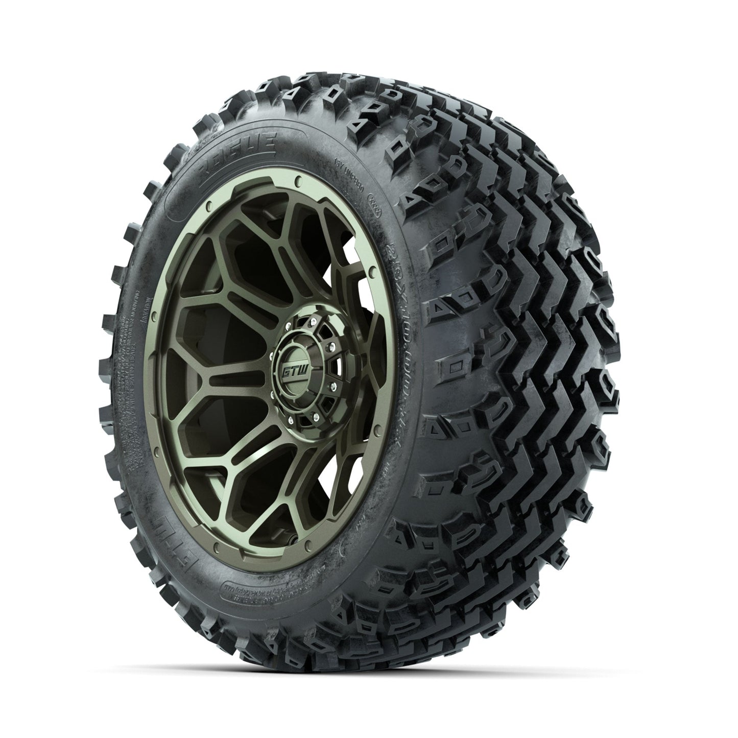 GTW Bravo Matte Recon Green 14 in Wheels with 23x10.00-14 Rogue All Terrain Tires Full Set