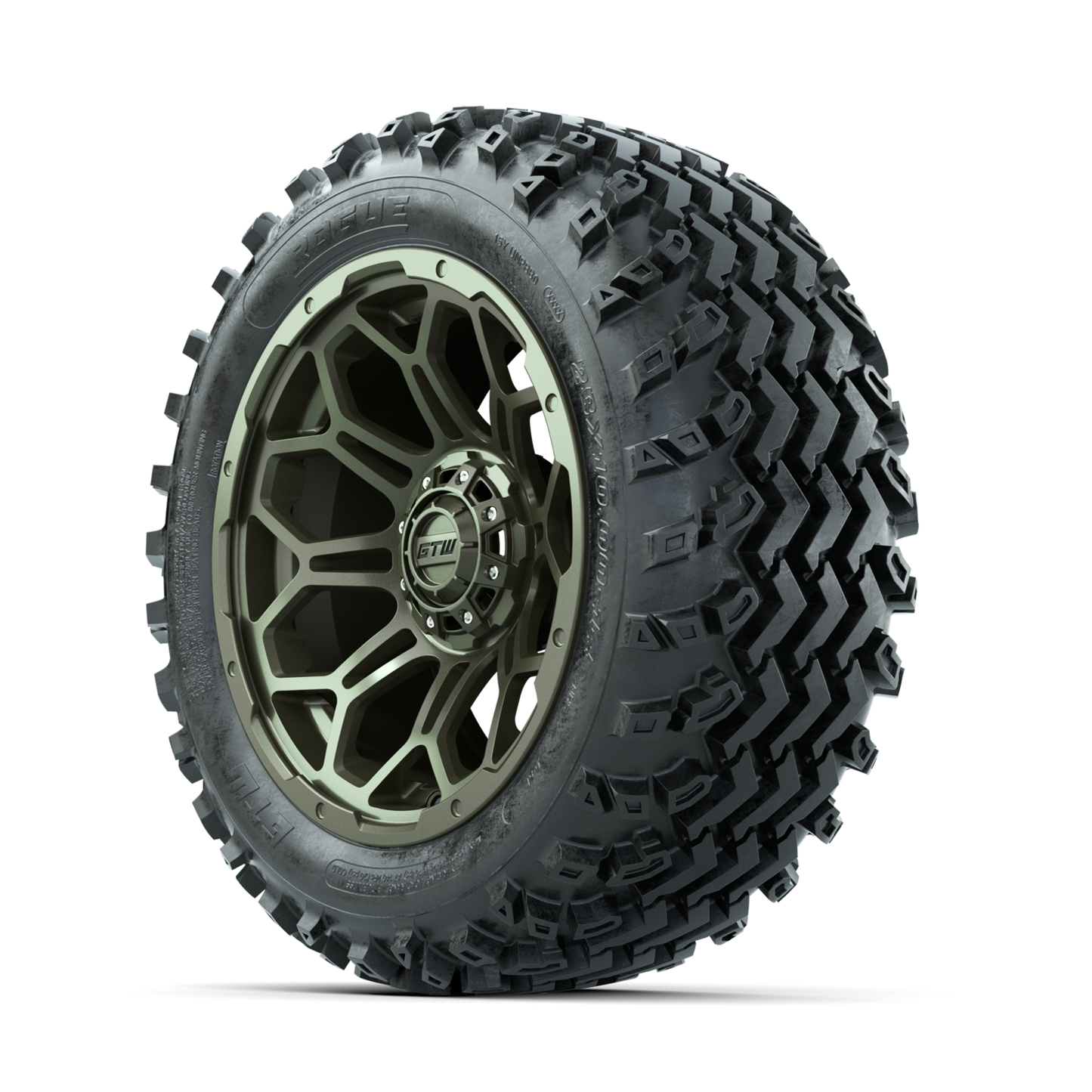 GTW Bravo Matte Recon Green 14 in Wheels with 23x10.00-14 Rogue All Terrain Tires Full Set