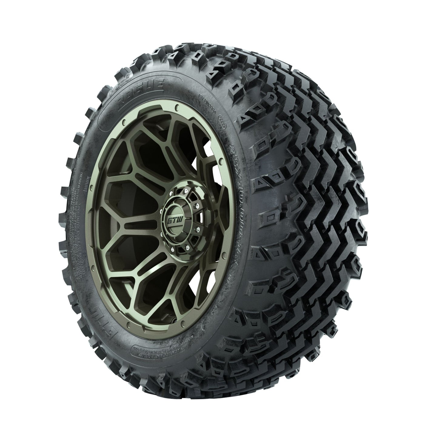 GTW Bravo Matte Recon Green 14 in Wheels with 23x10.00-14 Rogue All Terrain Tires Full Set