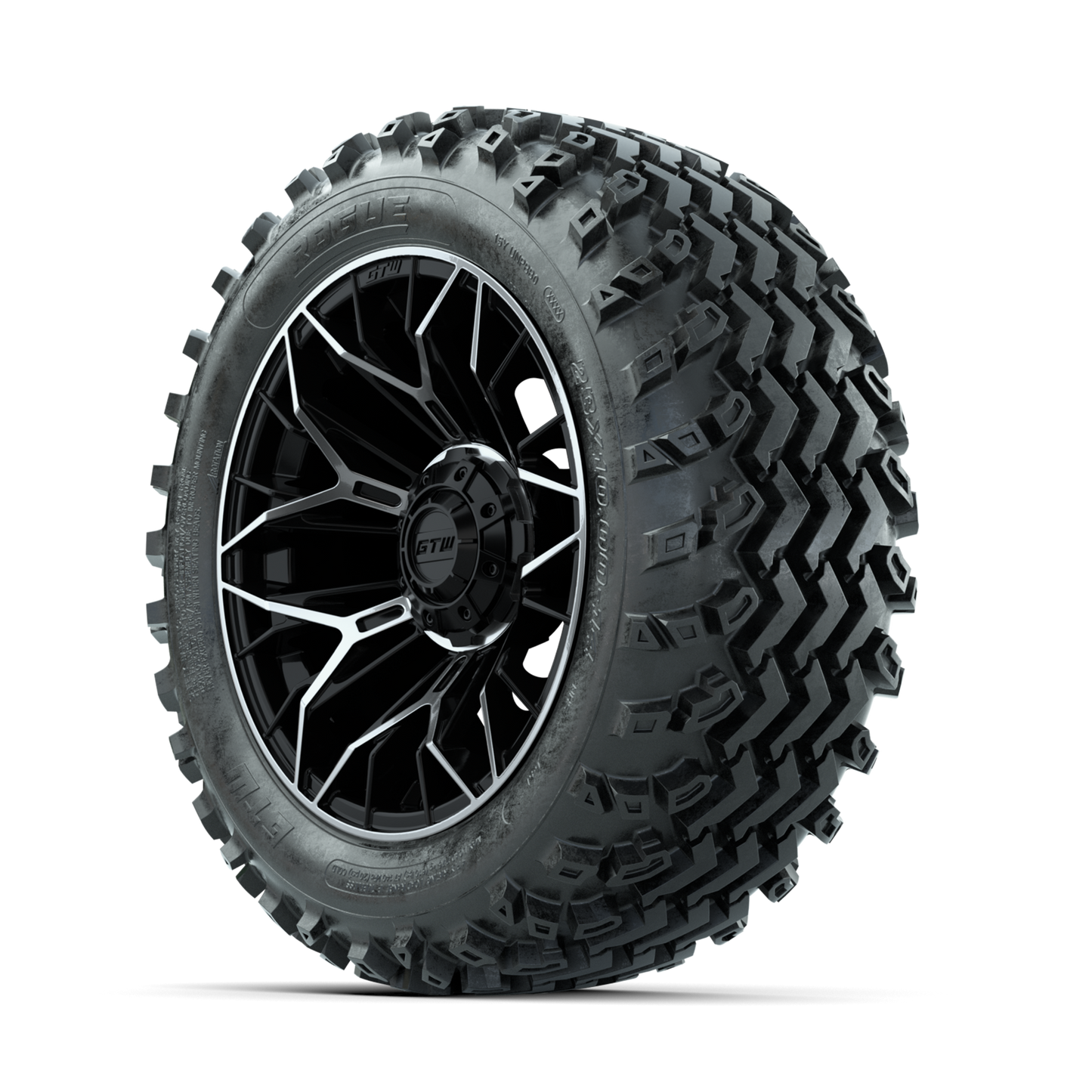 GTW Stellar Machined/Black 14 in Wheels with 23x10.00-14 Rogue All Terrain Tires Full Set