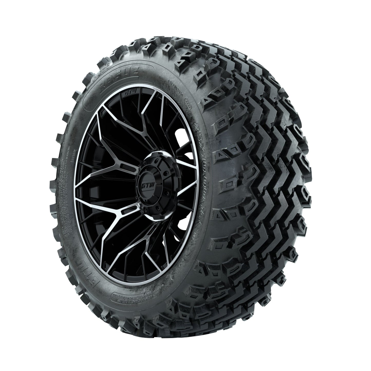 GTW Stellar Machined/Black 14 in Wheels with 23x10.00-14 Rogue All Terrain Tires Full Set