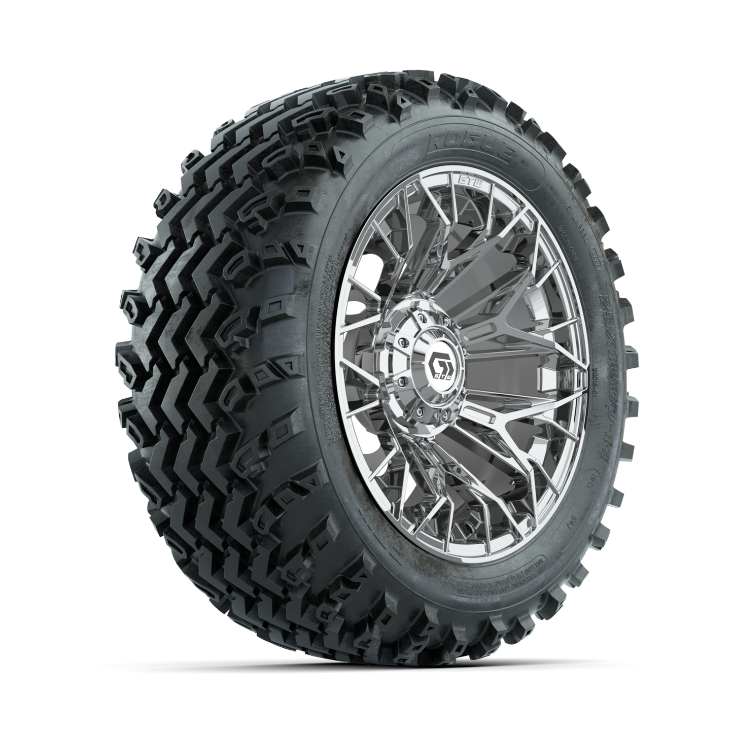 GTW Stellar Chrome 14 in Wheels with 23x10.00-14 Rogue All Terrain Tires Full Set