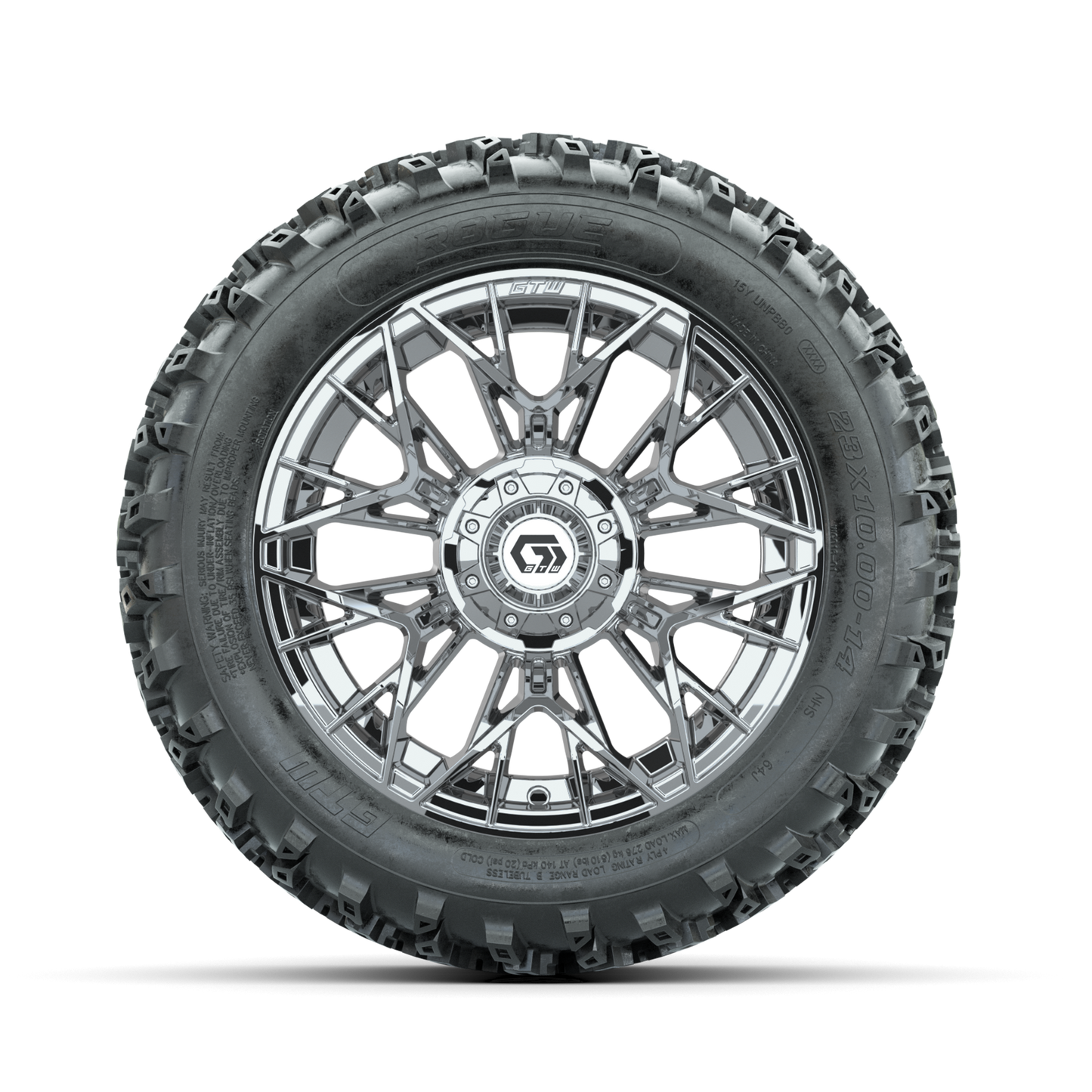 GTW Stellar Chrome 14 in Wheels with 23x10.00-14 Rogue All Terrain Tires Full Set