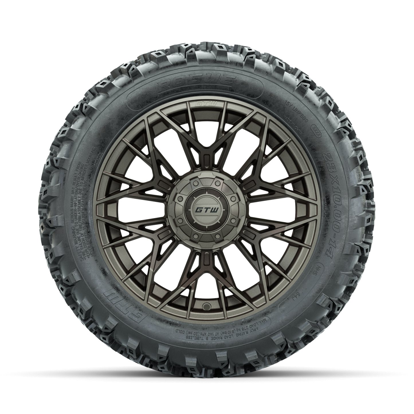 GTW Stellar Matte Bronze 14 in Wheels with 23x10.00-14 Rogue All Terrain Tires Full Set