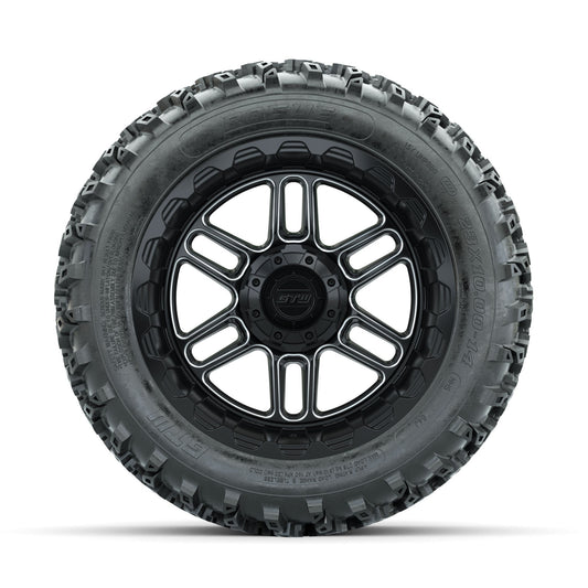 GTW Titan Machined/Black 14 in Wheels with 23x10.00-14 Rogue All Terrain Tires Full Set