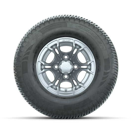 GTW Spyder Silver Brush 10 in Wheels with 205/65-R10 Fusion SR Steel Belted Radial Tires Full Set