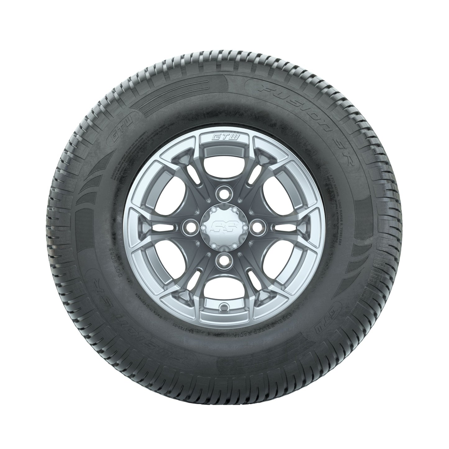 GTW Spyder Silver Brush 10 in Wheels with 205/65-R10 Fusion SR Steel Belted Radial Tires Full Set