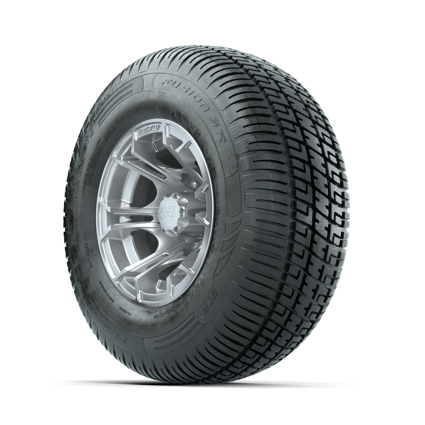 GTW Spyder Silver Brush 10 in Wheels with 205/65-R10 Fusion SR Steel Belted Radial Tires Full Set